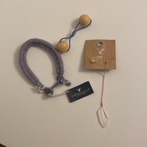 NWT VTG American Eagle Aerie Jewelry Bundle Hair Tie Woven Bracelet Earrings